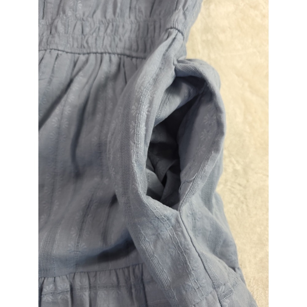 BTFBM Women's Light Blue Cotton Tiered Midi Dress Puff Sleeve Lined Size L NWT - Picture 14 of 15